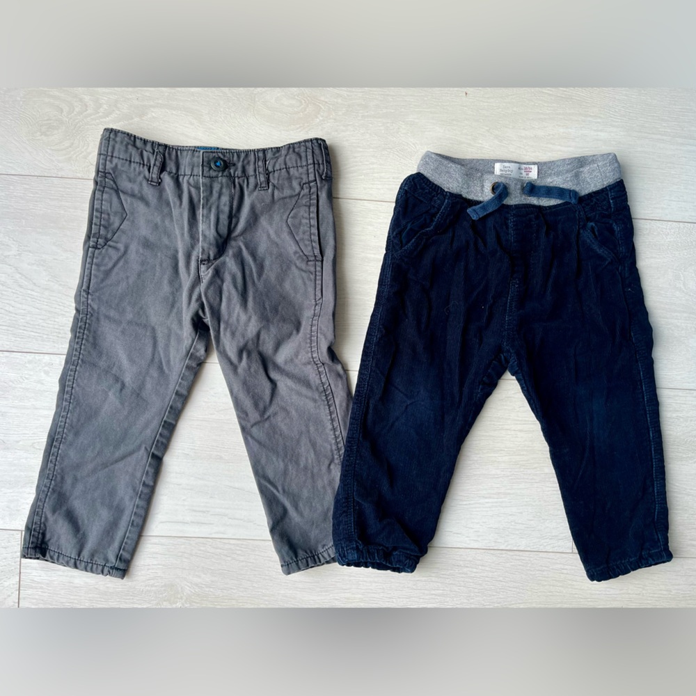 OshKosh B'gosh and Zara Toddler Lined Pants Set - 2 Pairs - Size 18-24 months